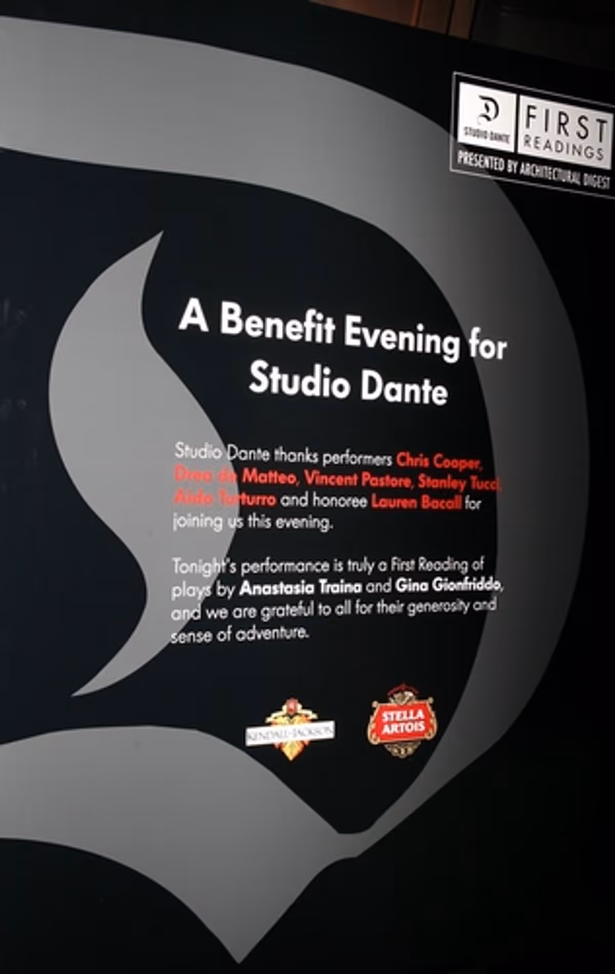 Studio Dante at  First Readings: A Benefit for Studio Dante