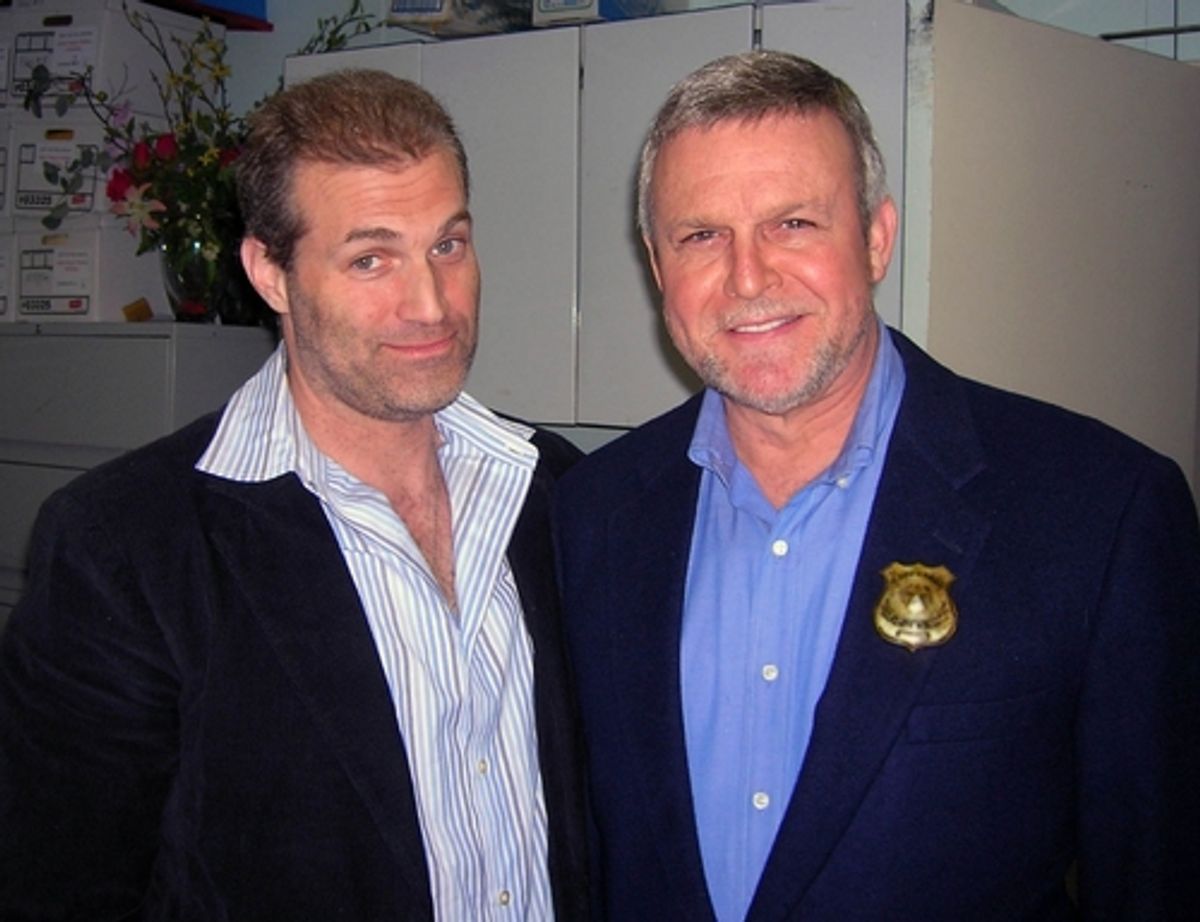 Broadway baritones Marc Kudisch and Ron Raines, just before show time at the York Theat at 