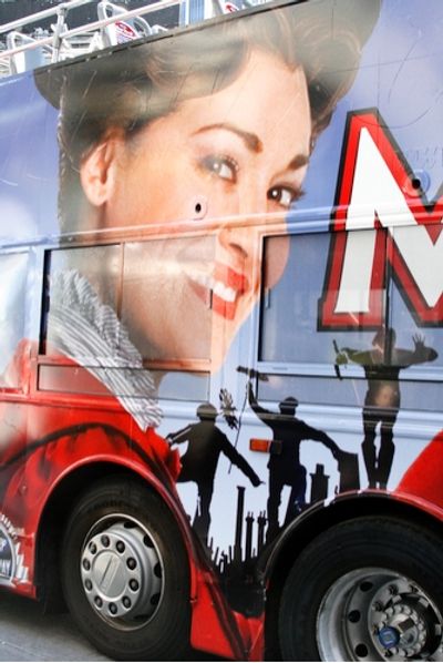 Ashley Brown on the 'Mary Poppins' bus Photo