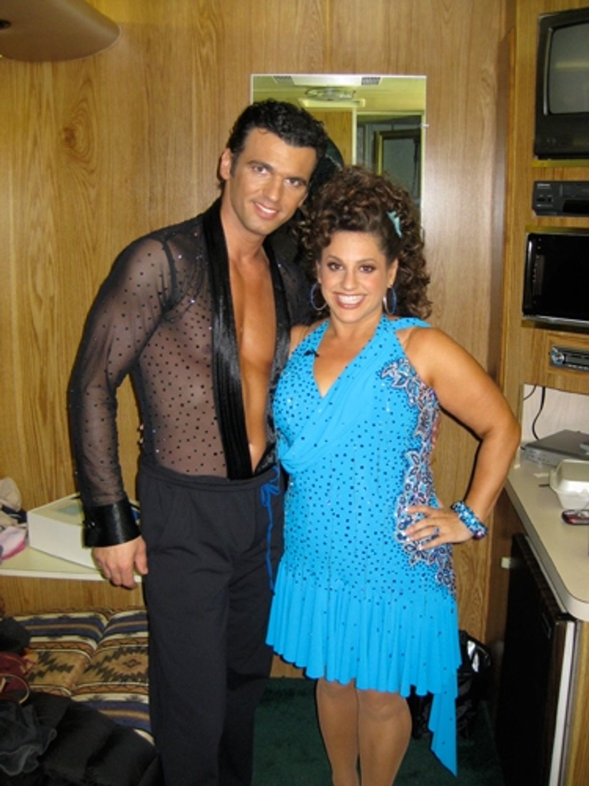 Marissa Jaret Winokur and Tony in the trailer
 at 