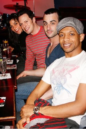 Cathryn Basile, Ben Hartley, Guest, and Derrick Baskin
 Photo