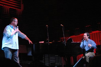 Men of many jobs...producer, hosts, musical director Jamie McGonnigal and Michael Lav Photo