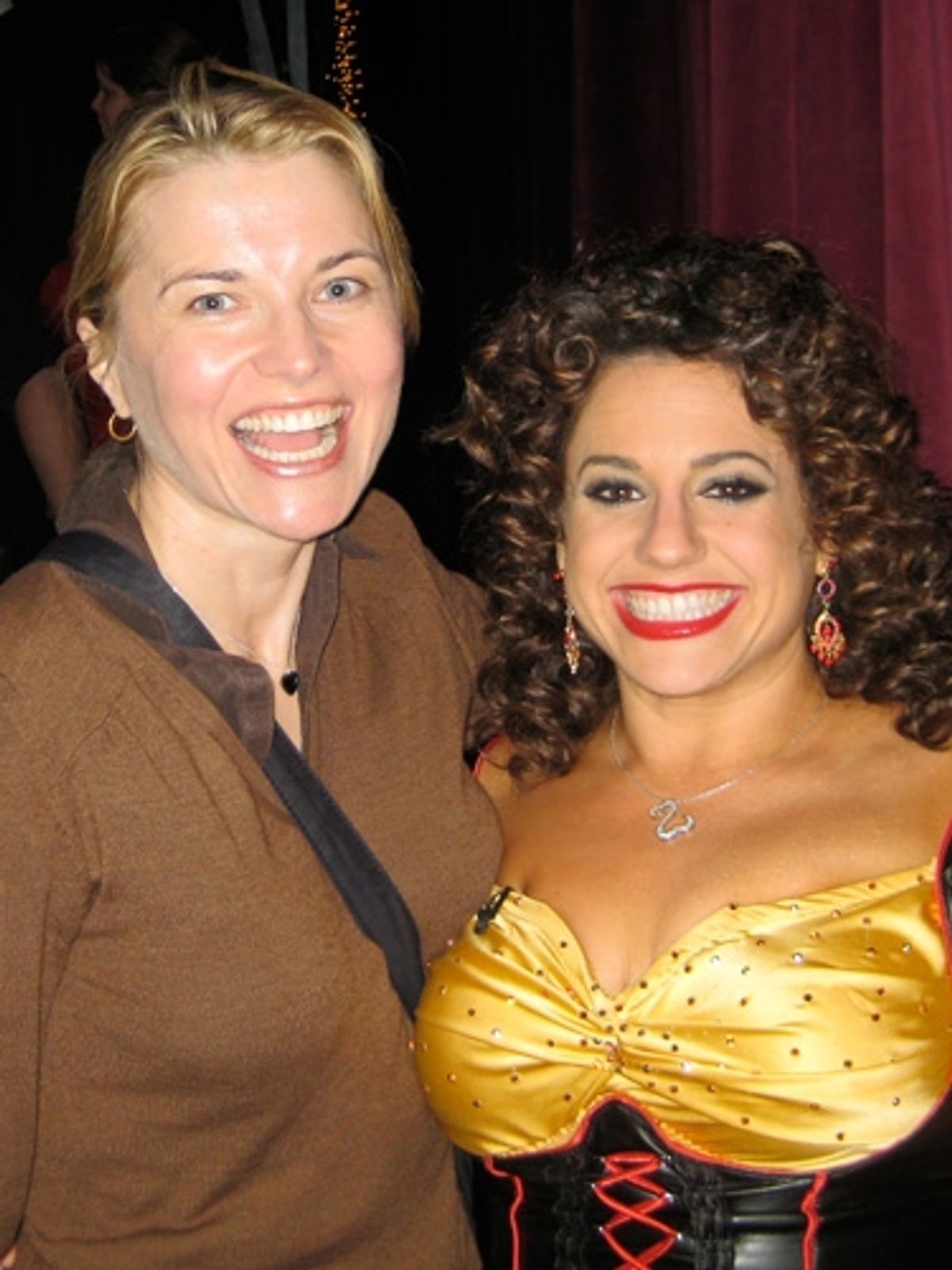 Marissa Jaret Winokur: 'Lucy Lawless snuck backstage right
before the show to give love. We kinda got into trouble.
No photos back stage any more...  Oops!' at 