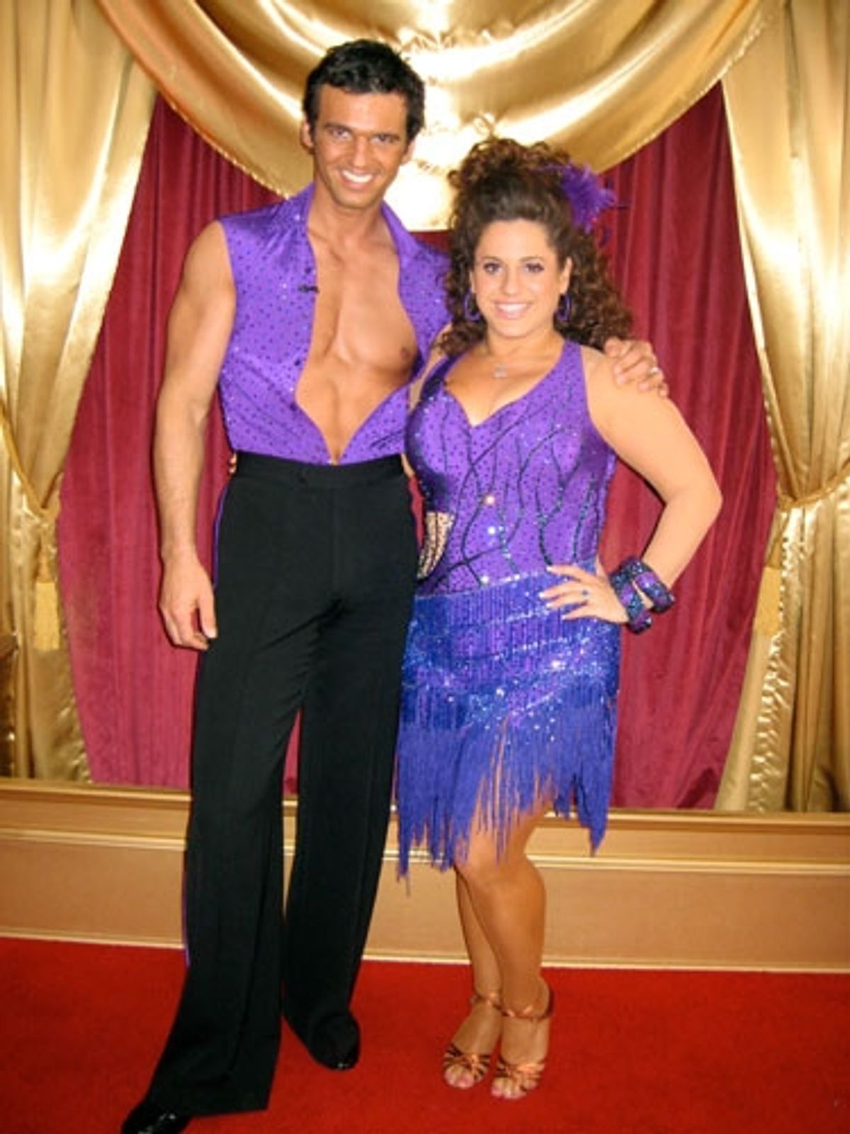 Marissa Jaret Winokur and Tony Dovolani: 'Me and Tony backstage -
right before we danced! I was super nervous!
But Tony really pulled me through this week!' at 