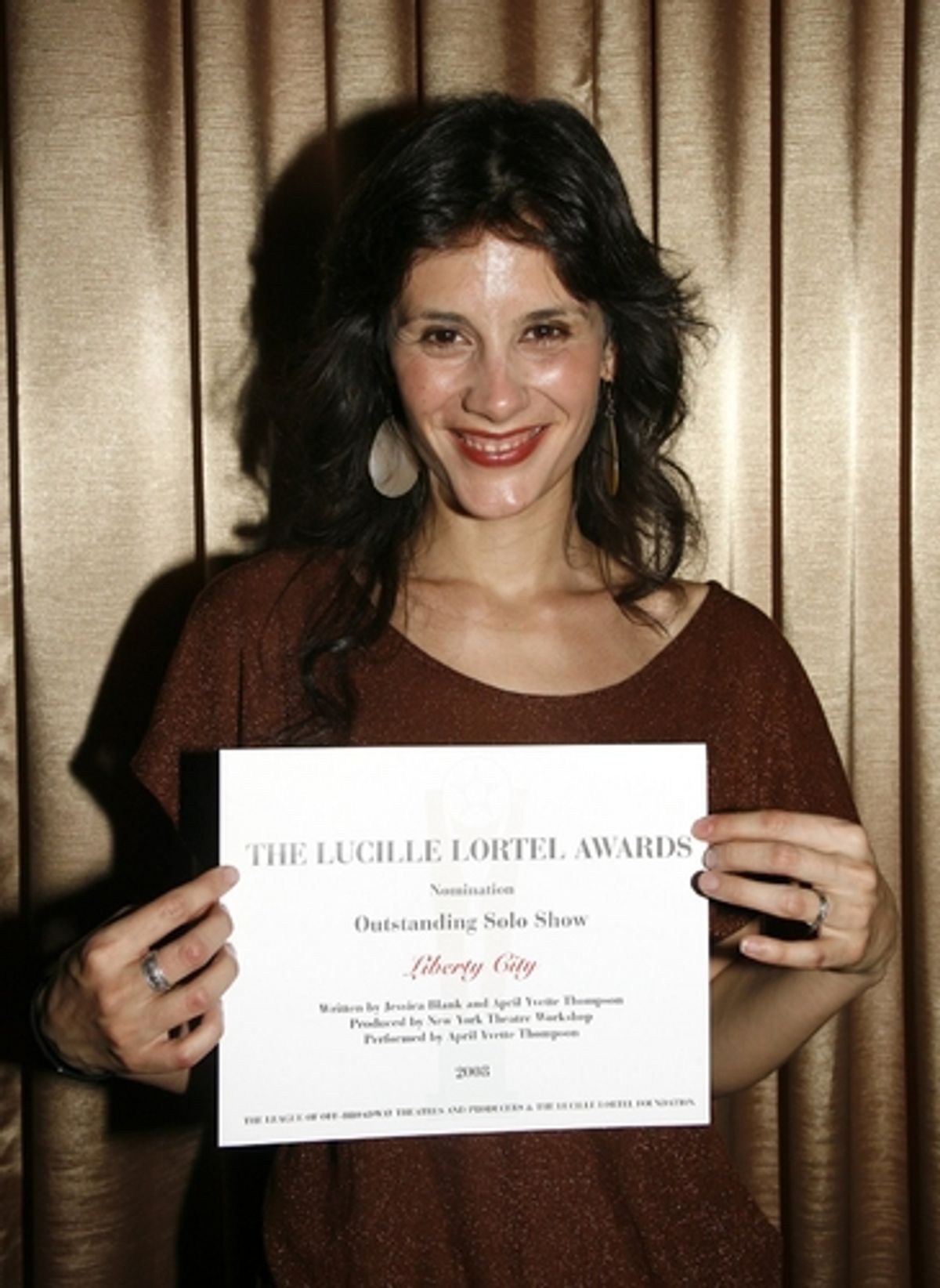 Jessica Blank at Lortel Awards Cocktail Party