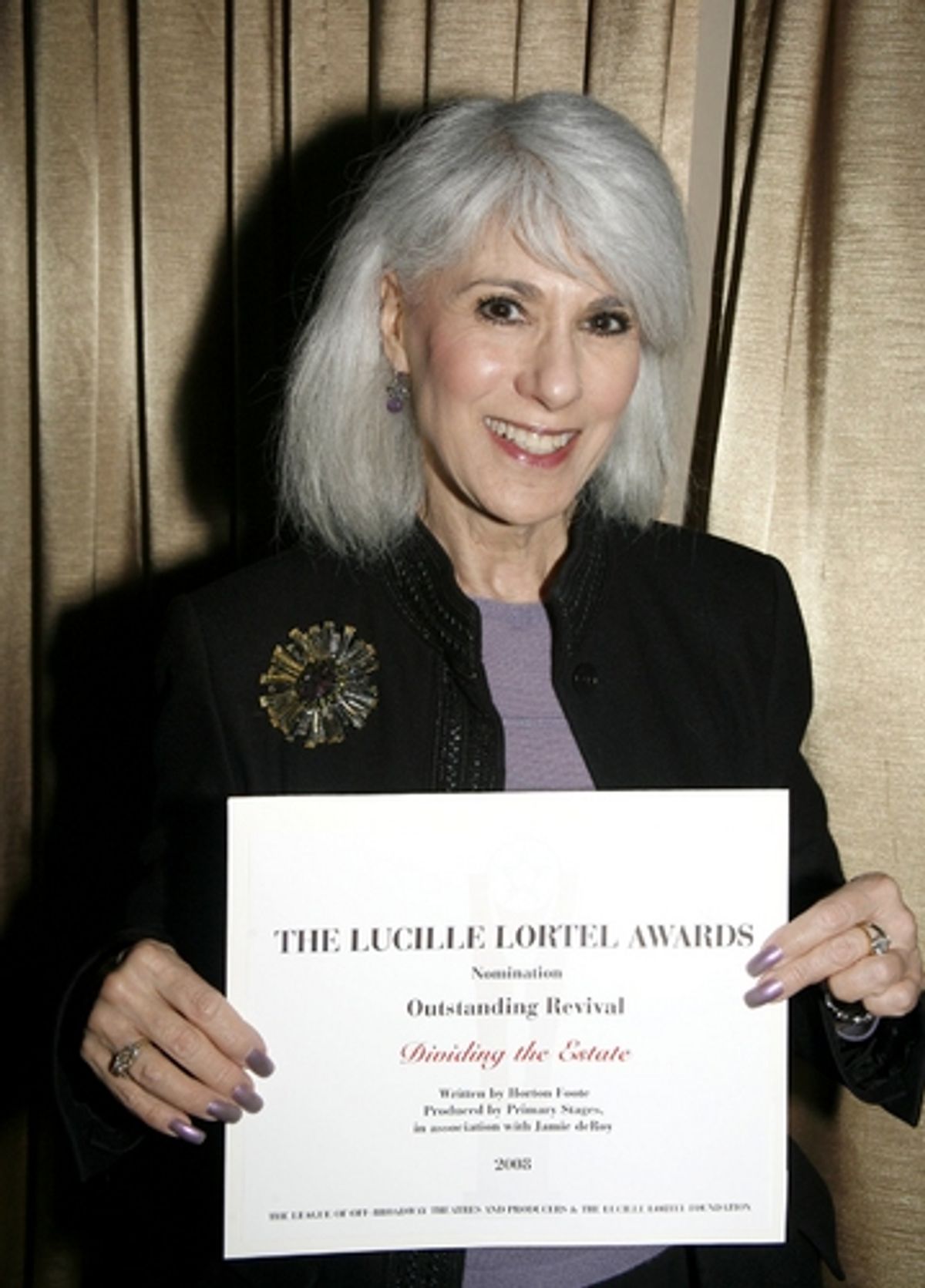 Jamie DeRoy at Lortel Awards Cocktail Party