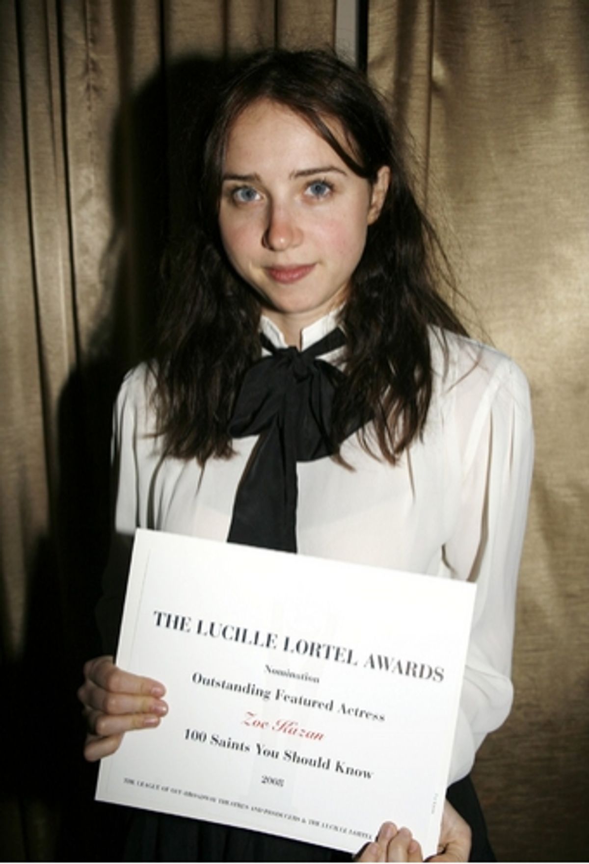 Zoe Kazan at Lortel Awards Cocktail Party