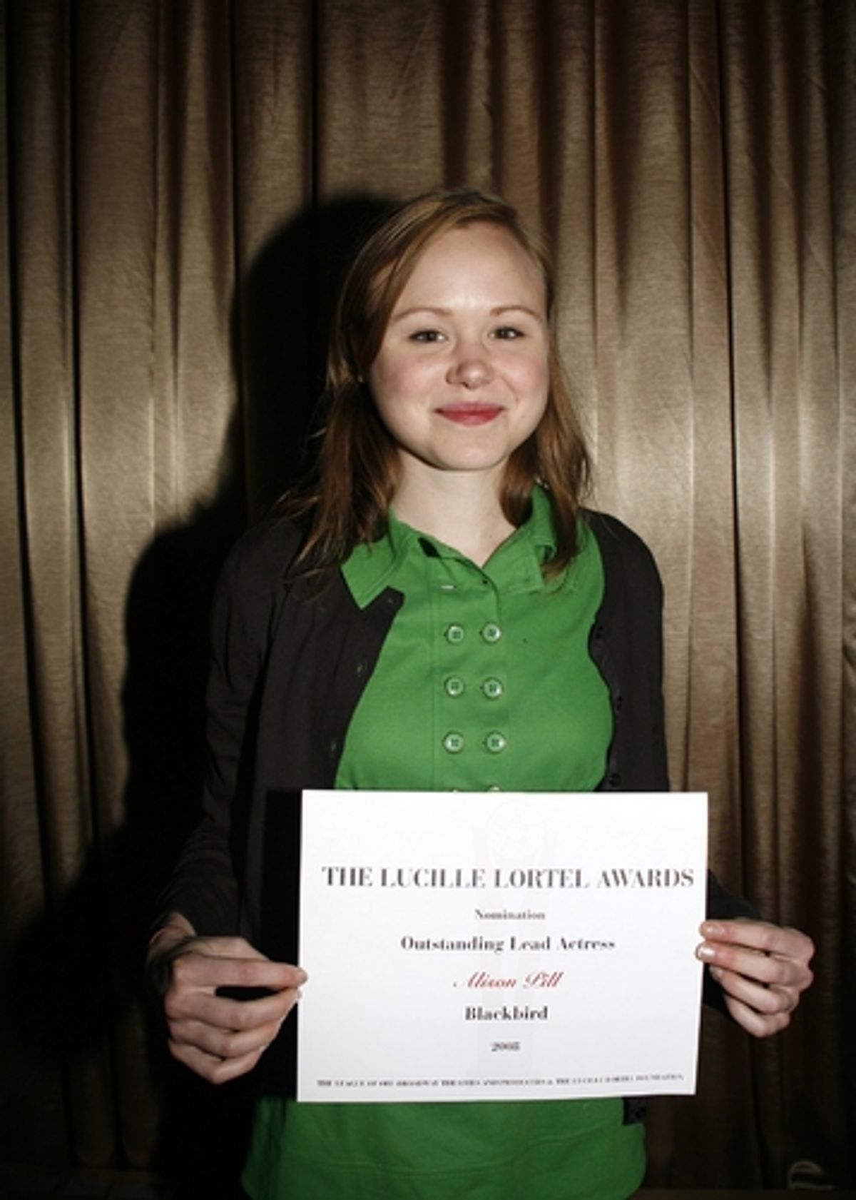 Alison Pill at Lortel Awards Cocktail Party