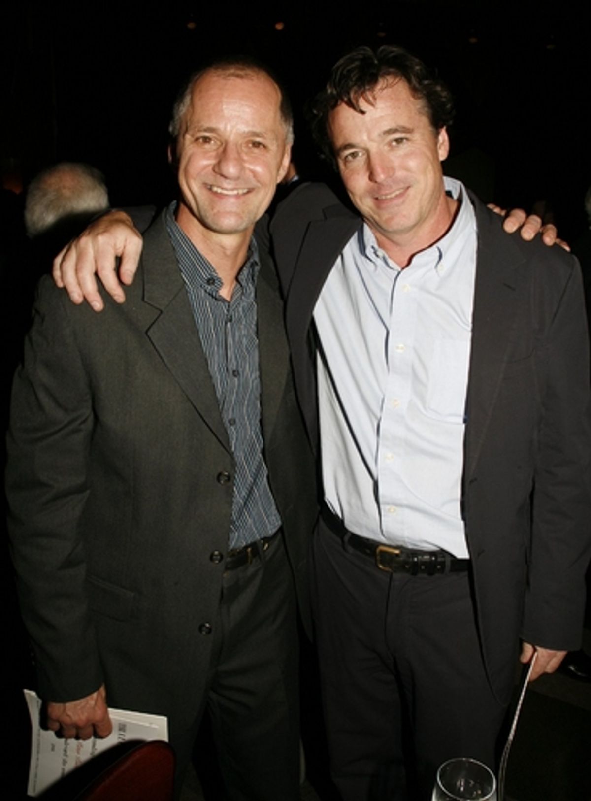 Peter Pucci and Derek McLane at Lortel Awards Cocktail Party