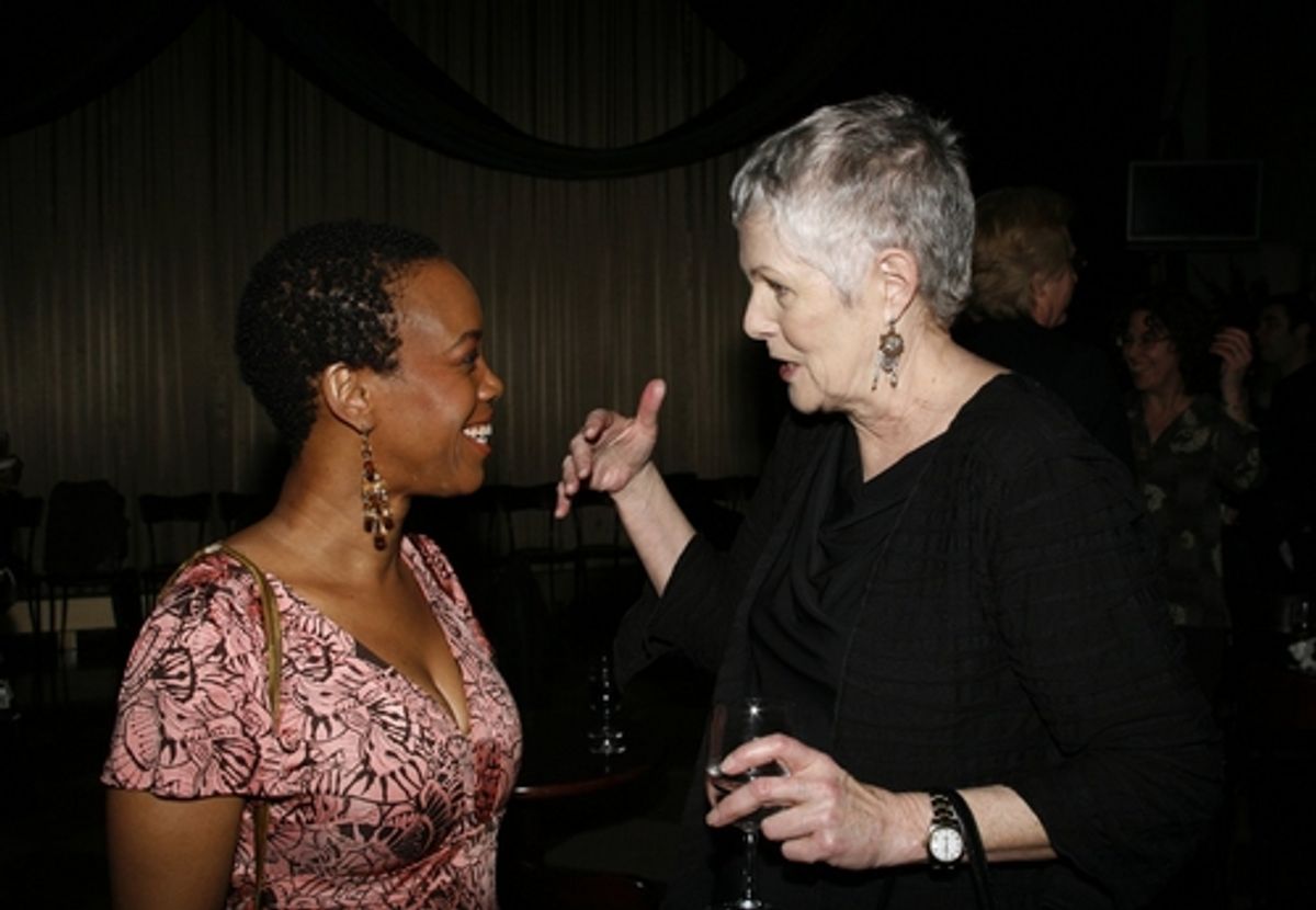 April Yvette Thompson and Lynn Redgrave at Lortel Awards Cocktail Party