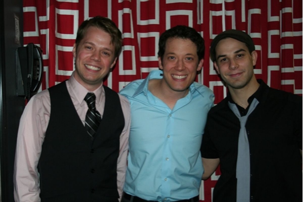 Benjamin Schrader, John Tartaglia and Skylar Astin at 