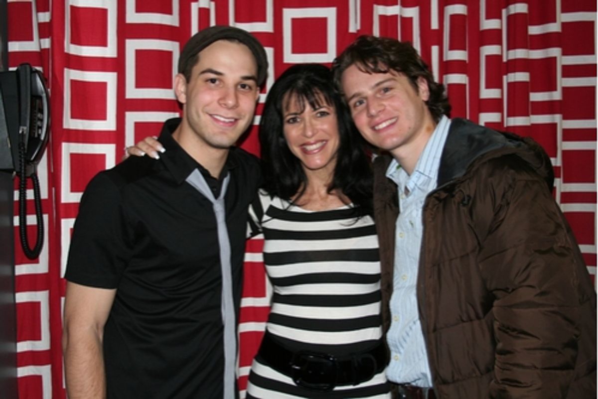 Skylar Astin, Meryl Lipstein and Jonathan Groff at 