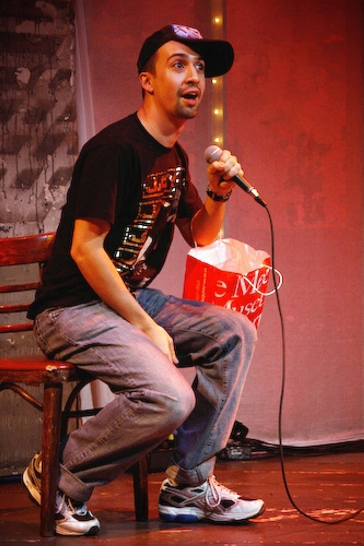 Lin-Manuel Miranda (In The Heights) free-styles from randomly-drawn audience contributions at 