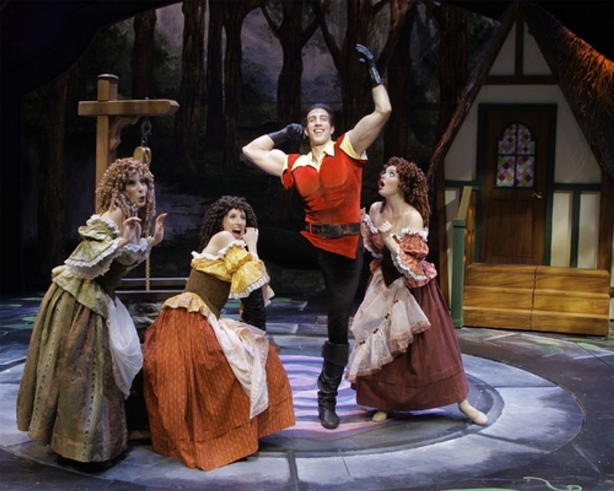 Jessica Dillan, Floryn Glass, Jonathan Burgard (Gaston), and Samantha Sturm at 