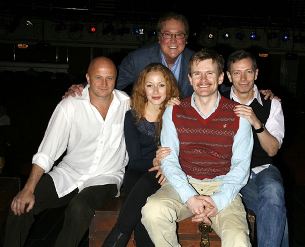 Cliff Saunders, Jennifer Ferrin, Charles Edwards, Arnie Burton with producer Bob Boyett at 