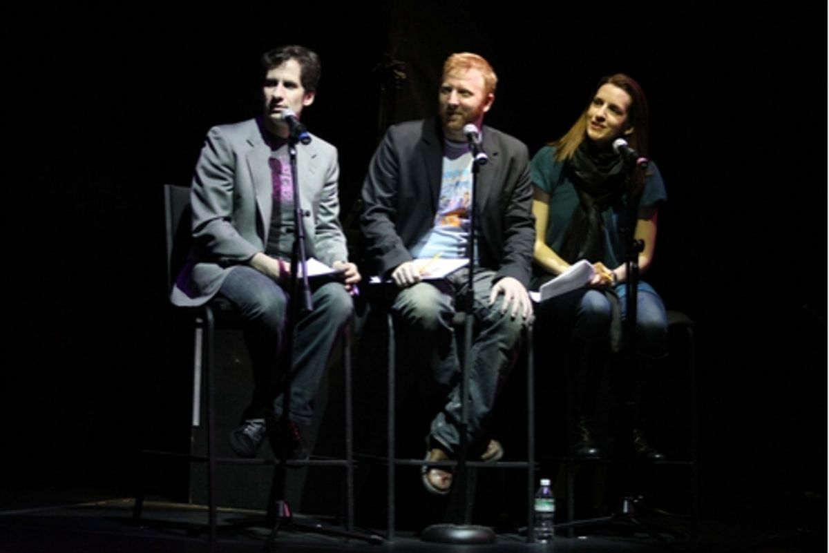 Seth Rudetsky, Hunter Bell, and Susan Blackwell at 
