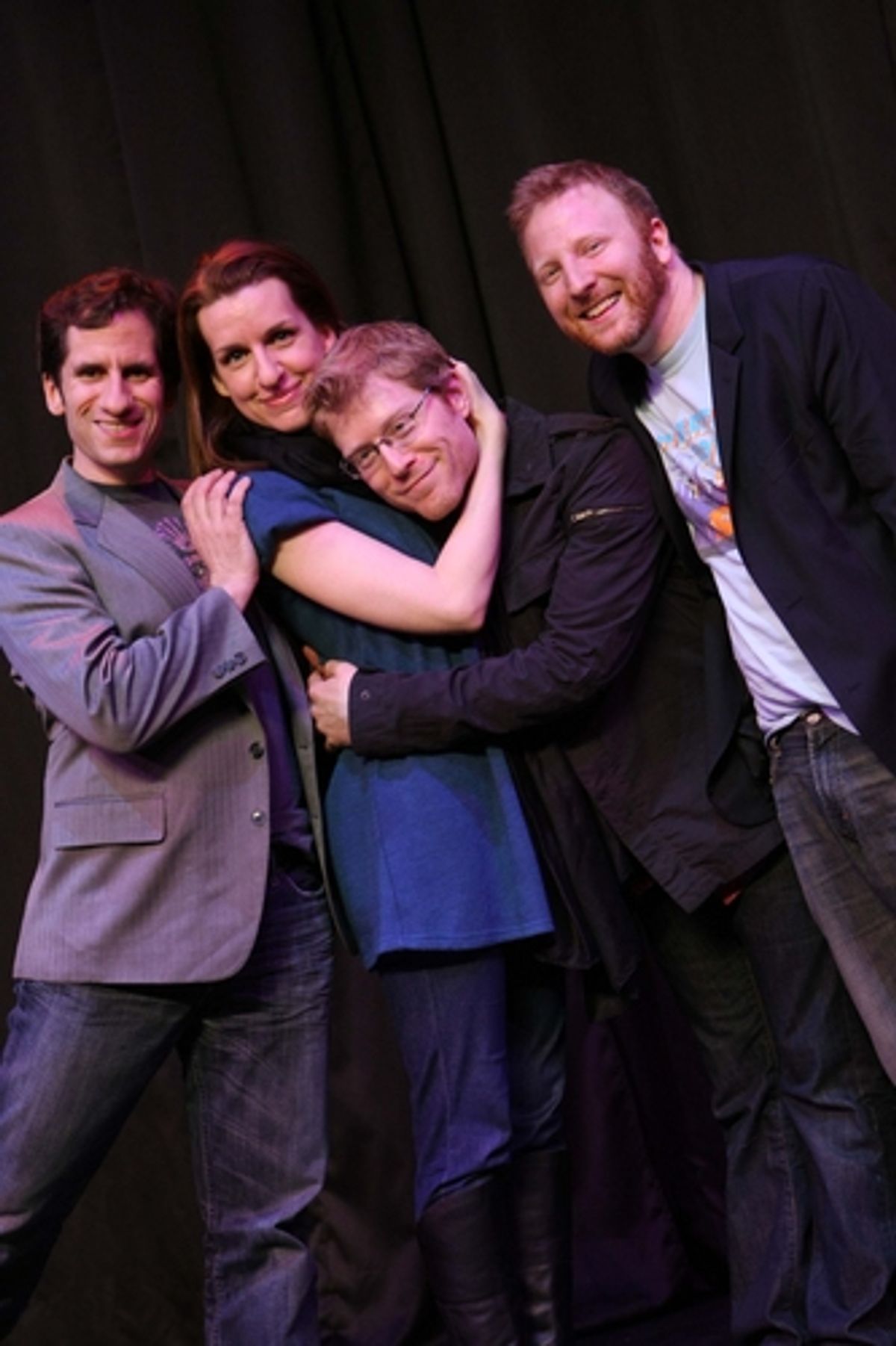 Seth Rudetsky, Susan Blackwell, Anthony Rapp, and Hunter Bell at Broadway Beauty Pageant