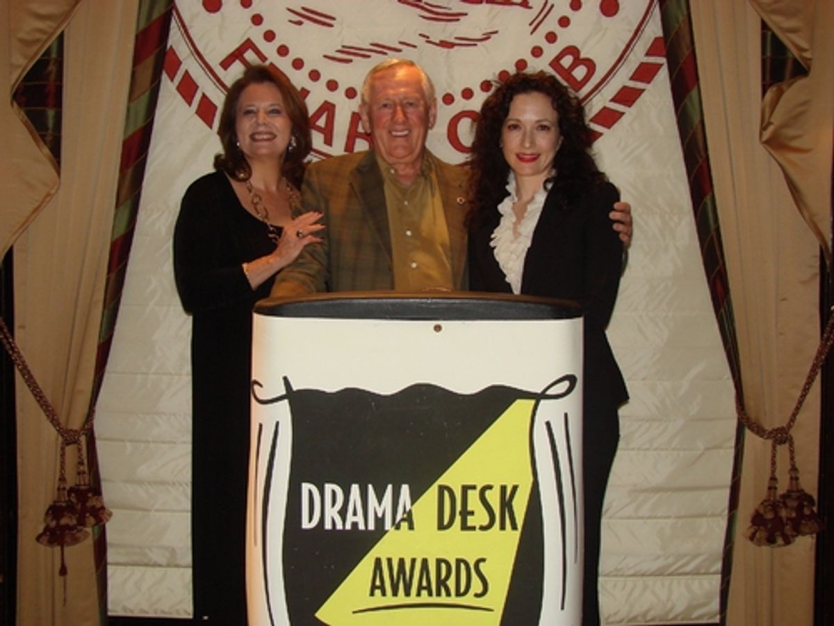 Randie Levine-Miller (Director of Special Events for Drama Desk), Len Cariou and Bebe Neuwirth at 
