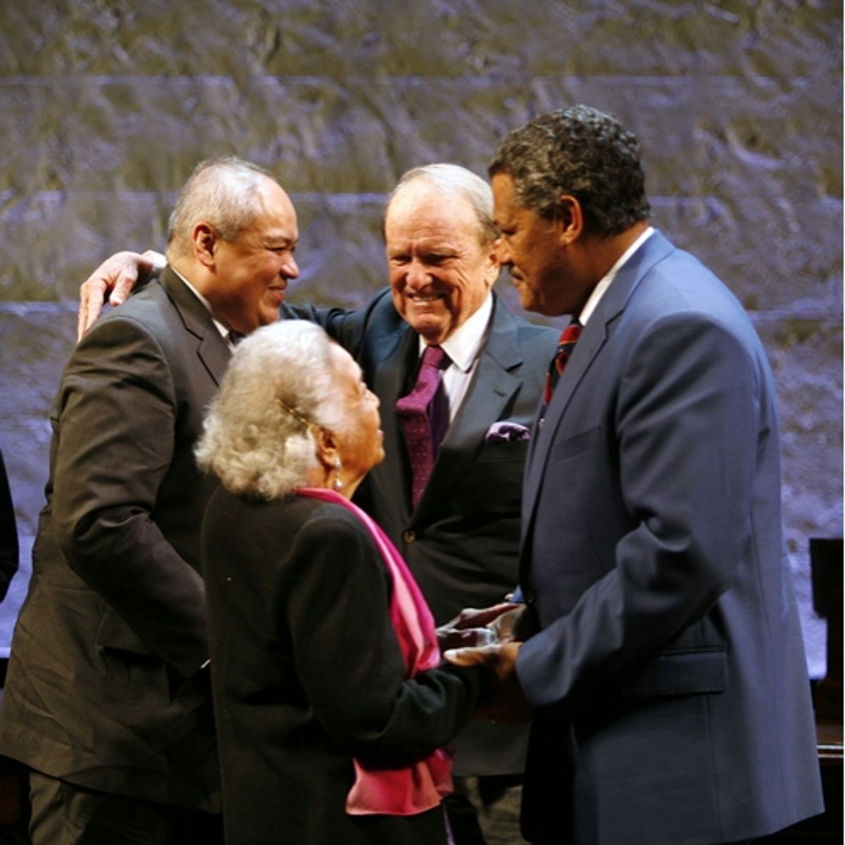 Laurence Fishburne, George Stevens Jr. (Playwright), Thurgood Marshall Jr., and Mrs. Thurgood Marshall at 