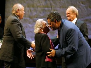 Laurence Fishburne, George Stevens Jr. (Playwright), Thurgood Marshall Jr., and Mrs. Photo