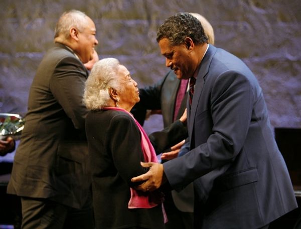 Laurence Fishburne, George Stevens Jr. (Playwright), Thurgood Marshall Jr., and Mrs. Photo