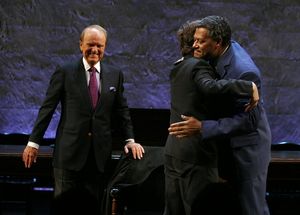 Laurence Fishburne, George Stevens Jr. (Playwright), and Leonard Foglia (Director) Photo