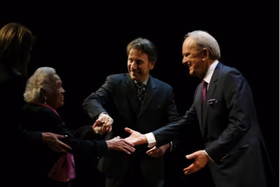 George Stevens Jr. (Playwright), Leonard Foglia (Director), and Mrs. Thurgood Marshal Photo