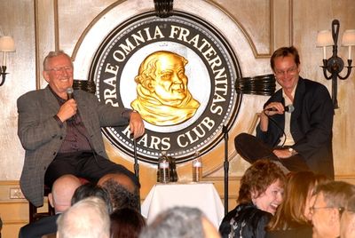 Len Cariou being interviewed by Michael Riedel Photo
