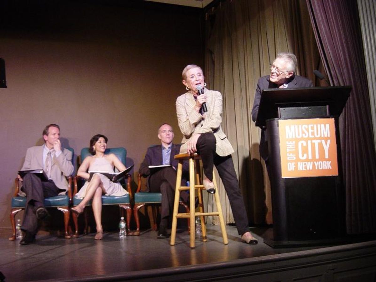 Patricia Birch was questioned by Michael Montel about her West Side Story experience as the singers looked on. Birch, who trained with Martha Graham as a child, auditioned for the original cast of West Side Story but didn't get in. She won the role of Any at 