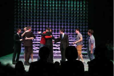 
Adam Halpin, Steve Booth, Andrew C. Call, and Jesse JP Johnson with Nick Blaemire,  Photo