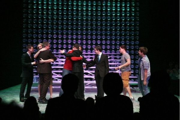 
Adam Halpin, Steve Booth, Andrew C. Call, and Jesse JP Johnson with Nick Blaemire,  Photo