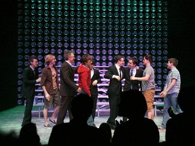 
Adam Halpin, Steve Booth, Andrew C. Call, and Jesse JP Johnson with Nick Blaemire,  Photo