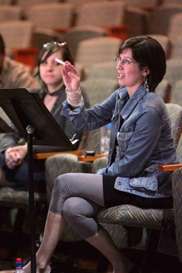 Director Kate Whoriskey, back, and playwright Lauren Gunderson at a rehearsal for the Photo