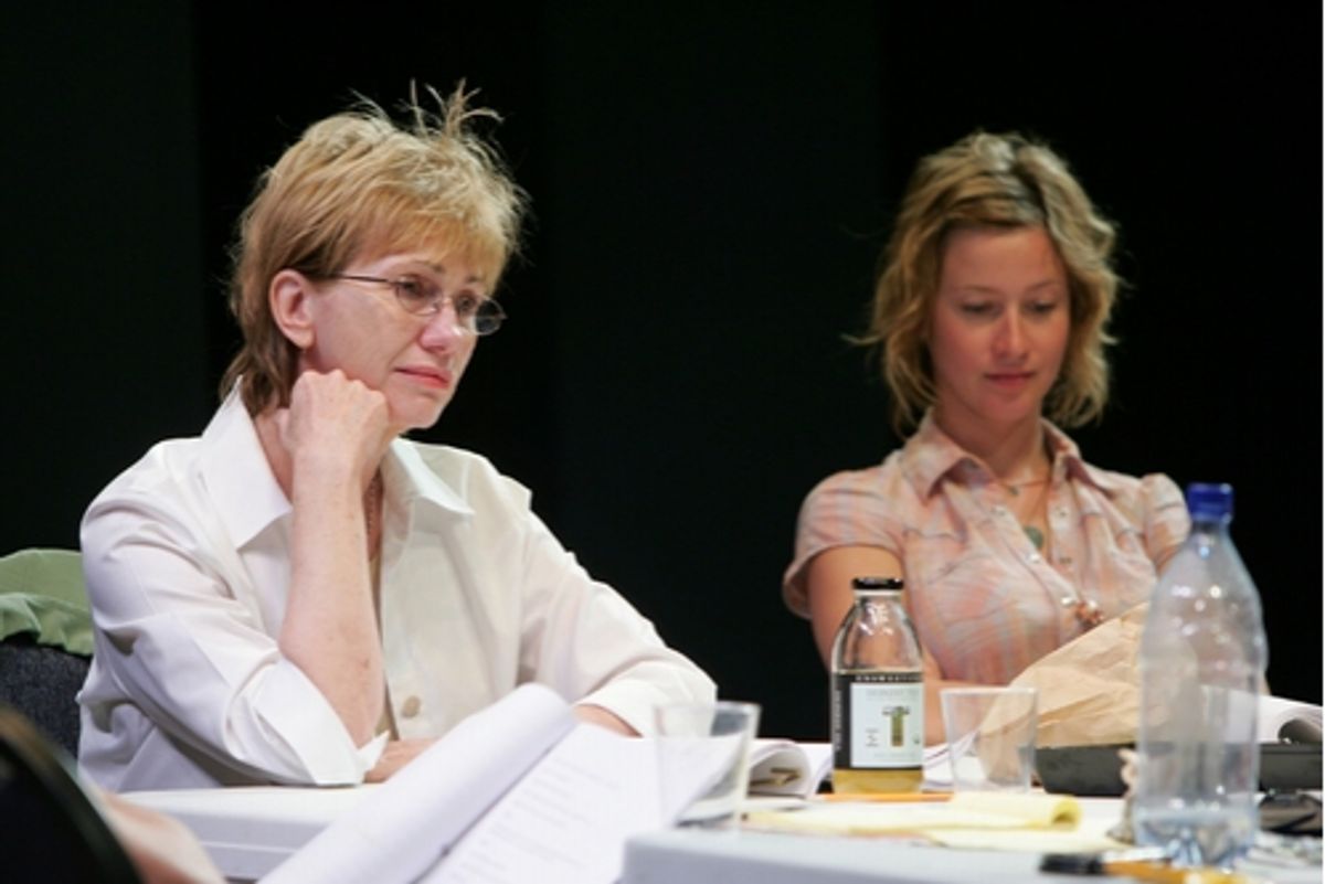 Kathy Baker and Jessi Campbell in rehearsal for the 2008 PPF reading of in John Kolvenbach's Goldfish, directed by Loretta Greco at 