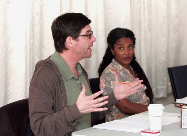 Director Mark Rucker and playwright Lynn Nottage in rehearsal for the 2008 PPF readin Photo