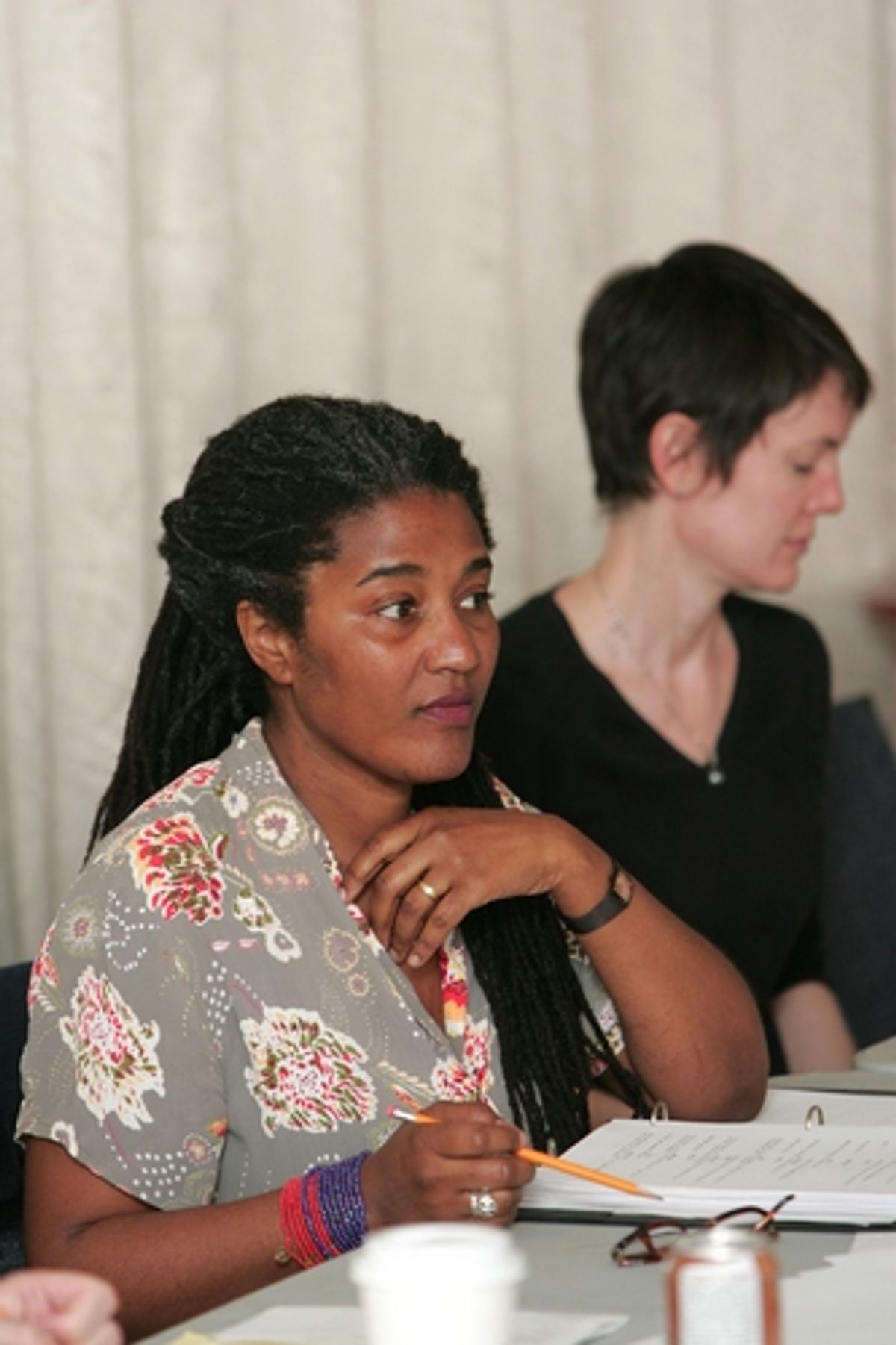 Playwright Lynn Nottage and dramaturg Megan Monaghan in rehearsal for the 2008 PPF reading of By the Way Meet, Vera Stark. at 