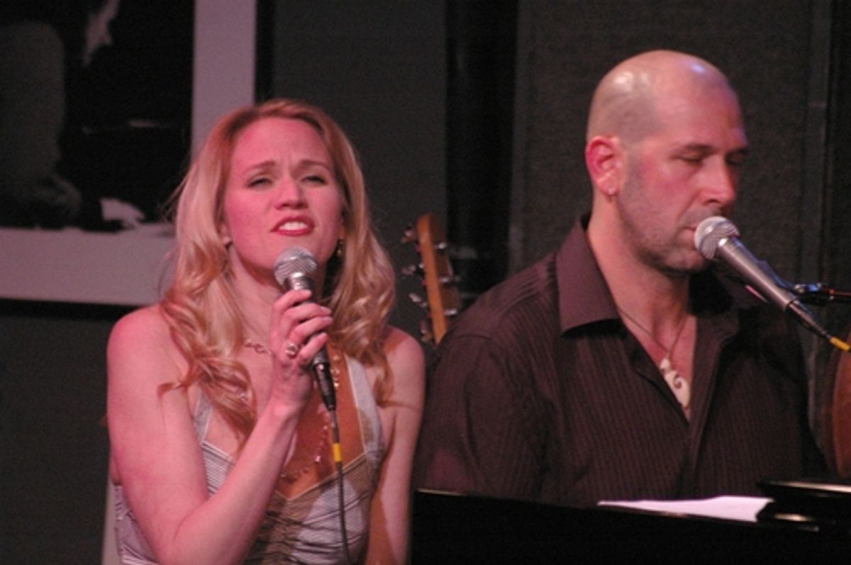 Lauren Kennedy and Jeremy Schonfeld singing 'I Was Meant For You' at Jeremy Schonfeld 37 Notebooks at Birdland