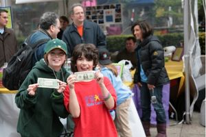 Broadway Kids Care members Dylan Riley Snyder and Zach Rand play around in front of their booth, which was collecting money for UNICEF and Shots 4 TOTS @ BroadwayWorld Broadway Kids Care members Dylan Riley Snyder and Zach Rand play around in front of t Photo
