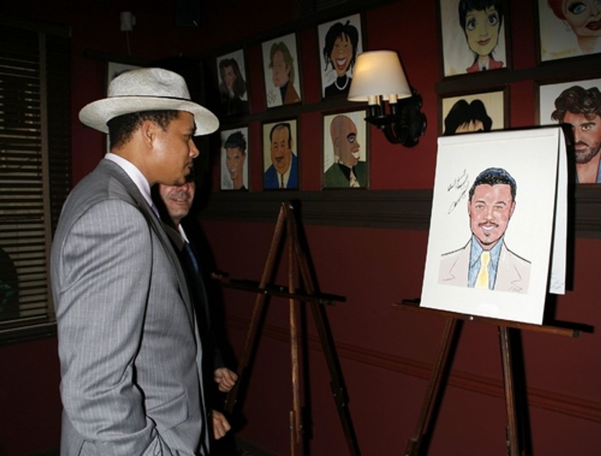 Terrence Howard with his caricature at 