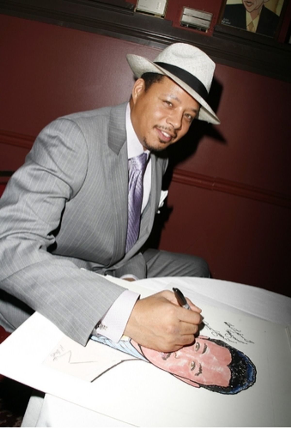Terrence Howard with his caricature at 