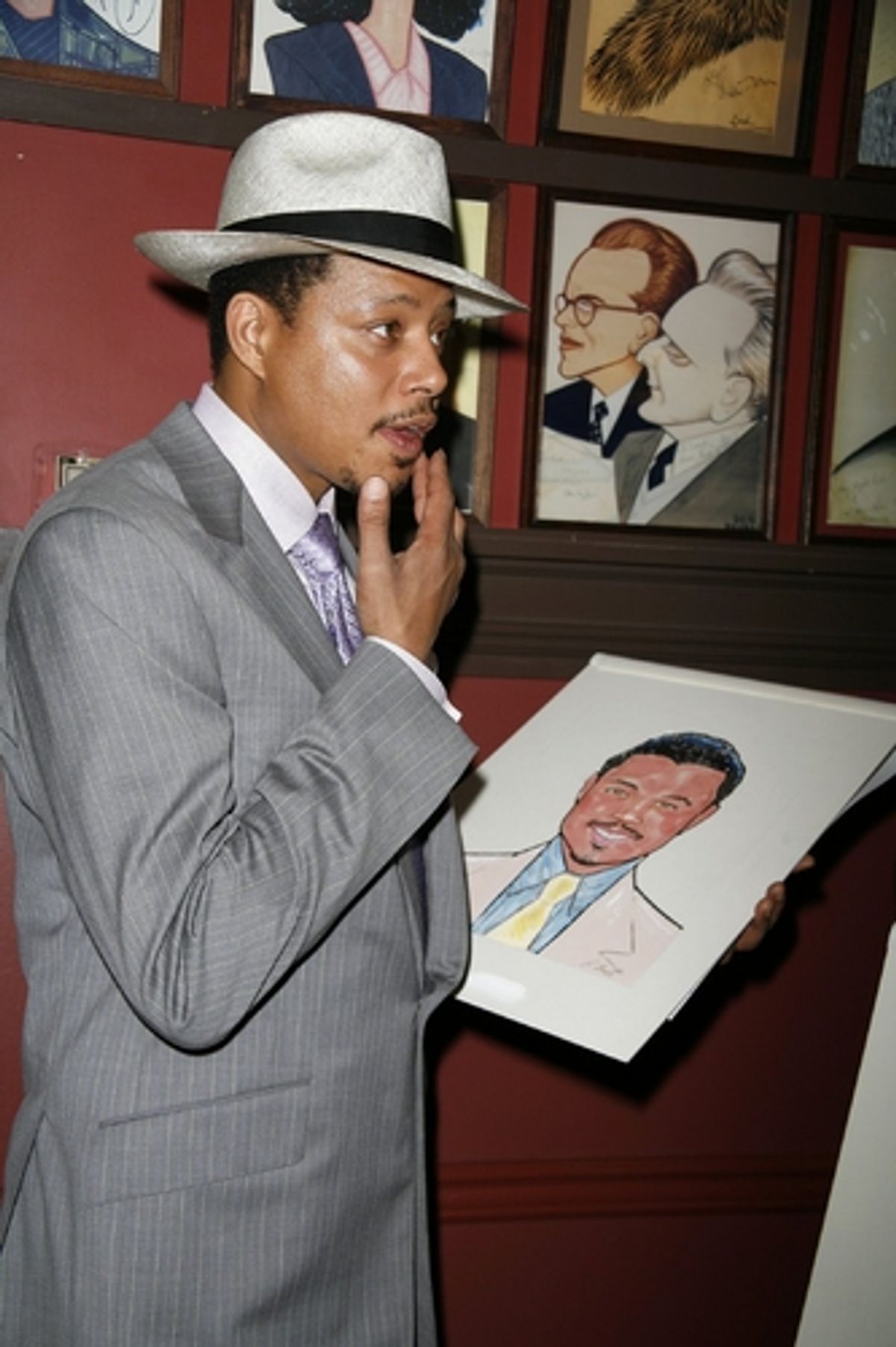 Terrence Howard with his caricature at 