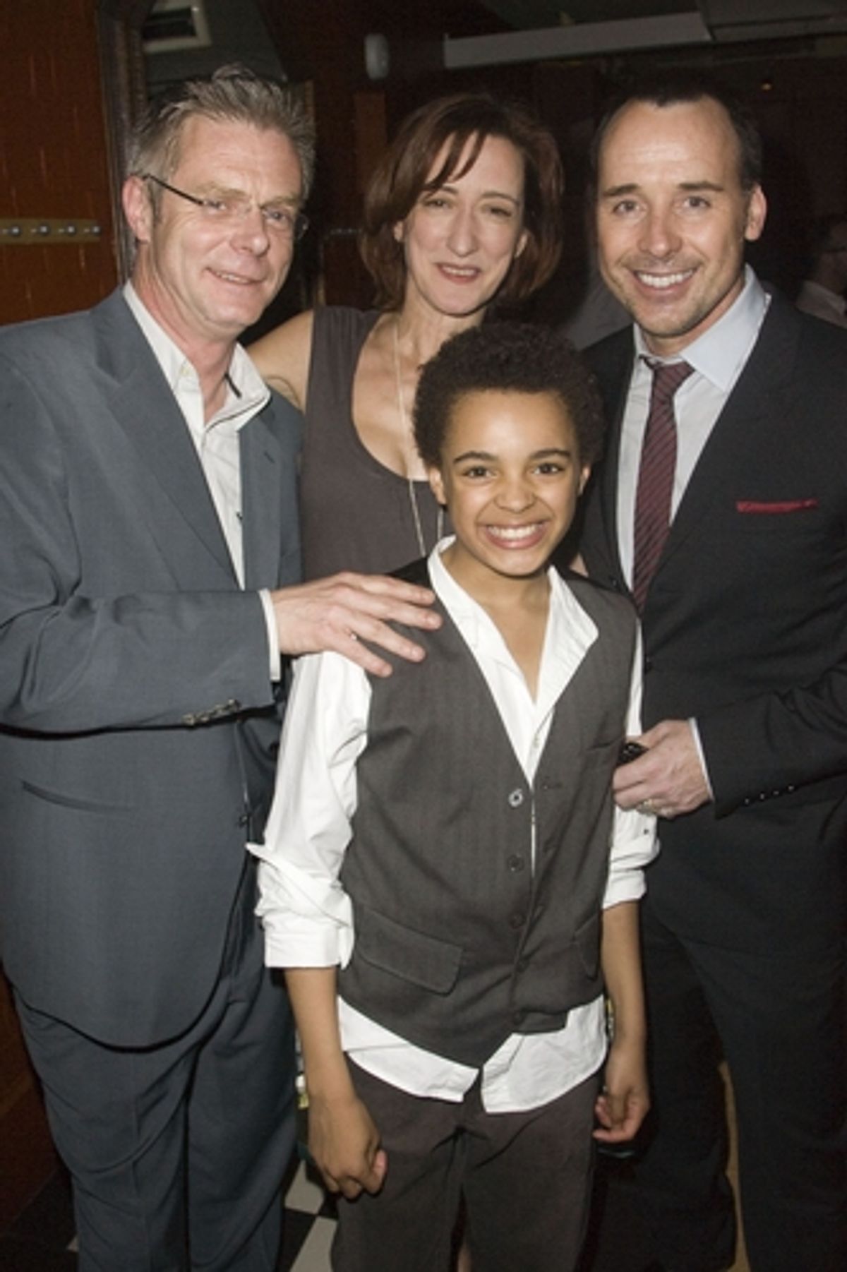 Stephen Daldry (Director), Haydn Gywnne and David Furnish with Billy Elliot Layton Williams at 