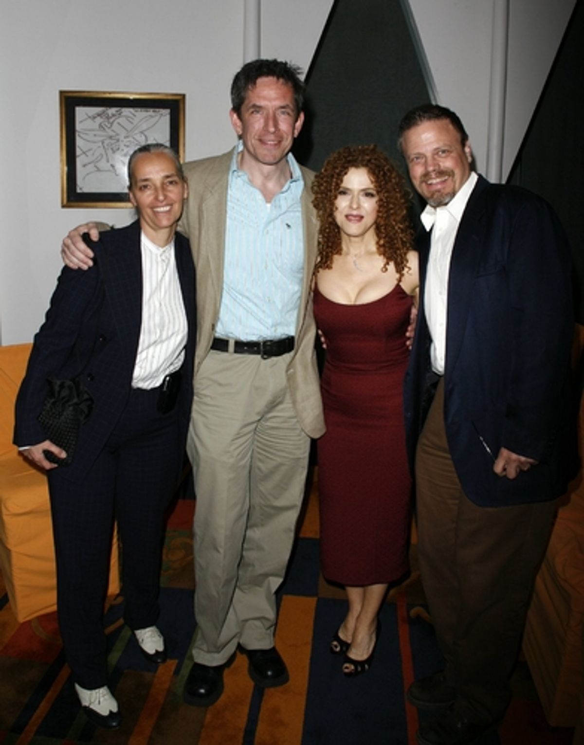 Bernadette Peters with her longtime assistant Patty Saccente along with fellow Broadway Barks
Producers Richard Hester and Scott T. Stevens at  Book Party For 'Broadway Barks'
