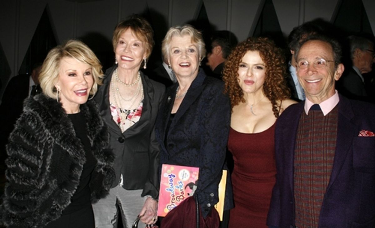 Joan Rivers, Mary Tyler Moore, Angela Lansbury, Bernadette Peters and Joel Grey at  Book Party For 'Broadway Barks'