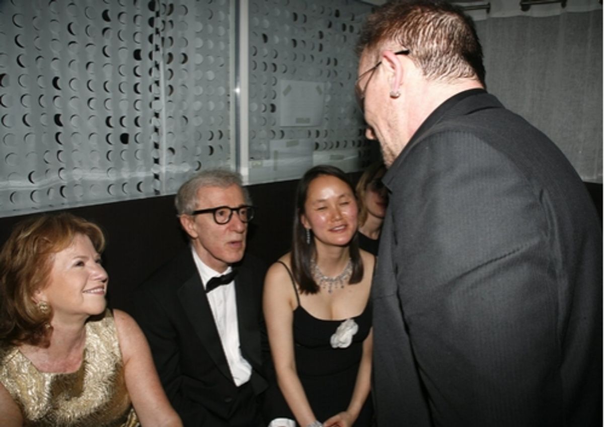Woody Allen and Bono with wife Soon Yi, and sister Letty Aronson at 