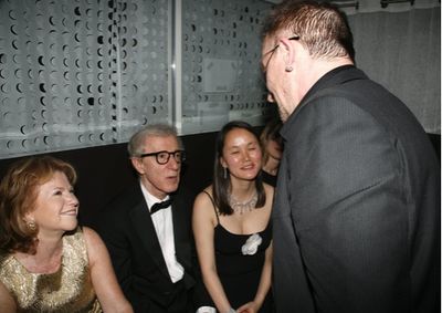 Woody Allen and Bono with wife Soon Yi, and sister Letty Aronson Photo