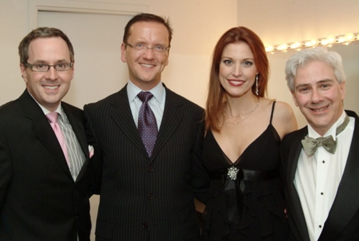 Christopher Flynn and Daniel Newton, Gala co-chairs, with Rachel York and Rick Lombardo at 