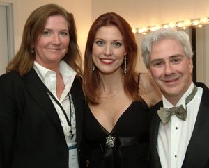 Alicia Verity, sr. v.p., Bank of America, Rachel York, and Rick Lombardo, New Rep pro Photo