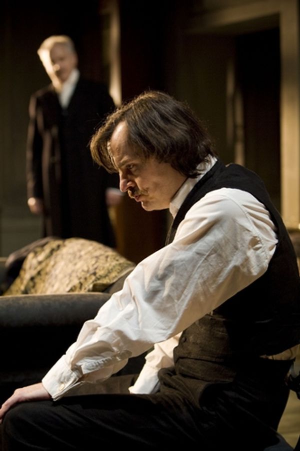 Paul Hilton (Johannes Rosmer) and Malcolm Sinclair (Doctor Kroll) in Rosmersholm Photo