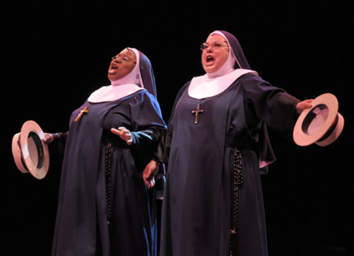  
(L to R)  Melody Betts and Alene Robertson star in Nunsense, opening May 21 and running through July 13 at Marriott Theatre, 10 Marriott Drive in Lincolnshire.  For tickets call 847.634.0200 or visit www.marriotttheatre.com at 